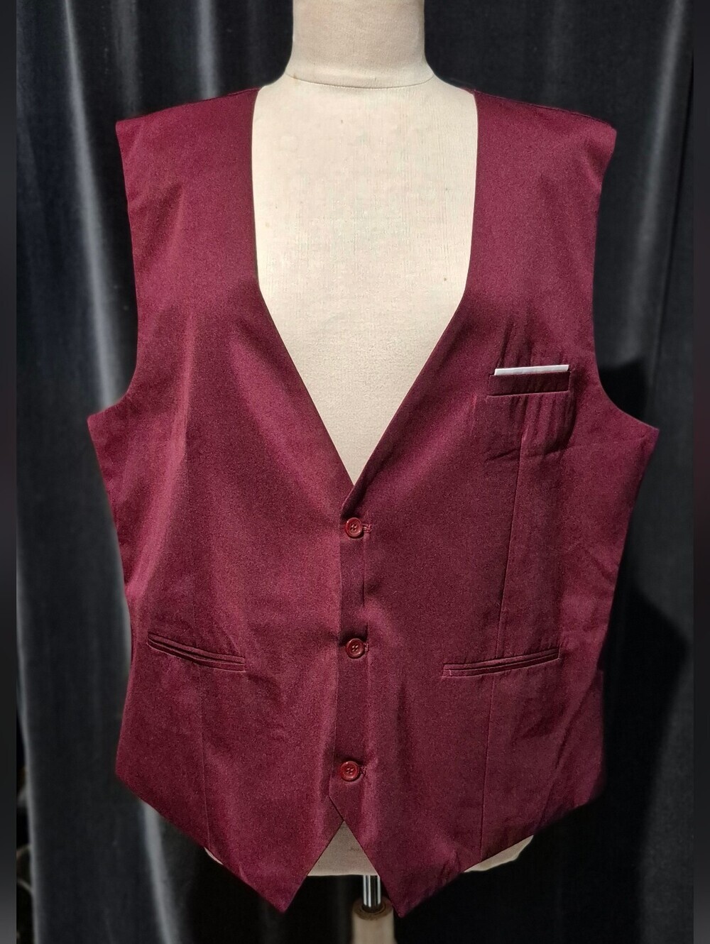 Burgundy Button-Up Vest by Coofandy (Box B)